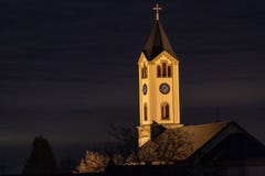 Stary kościół Niemcy - przy nocą w Frankenthal, Moersch - fotografia stock Stary kościół Niemcy - przy nocą w Frankenthal, Moersch - fotografia stock