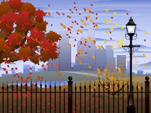 Stationnement d'automne de paysage urbain illustration libre de droits Stationnement d'automne de paysage urbain illustration libre de droits