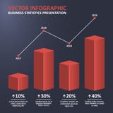 Statistics business diagram with 3d bar chart and point graph. Statistical infographic with steps and progress in percent. Vector. royalty free illustration Statistics business diagram with 3d bar chart and point graph. Statistical infographic with steps and progress in percent. Vector. royalty free illustration