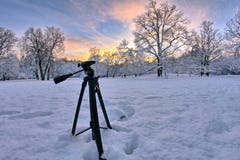Stativ im Schnee stockbilder Stativ im Schnee stockbilder