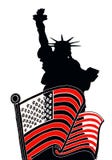 Statua di libert? con la bandiera americana royalty illustrazione gratis Statua di libert? con la bandiera americana royalty illustrazione gratis
