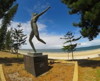 A statue commemorates Spyros Louis, winner of the first Olympic marathon in 1896. at Brighton-le-Sands. stock photography A statue commemorates Spyros Louis, winner of the first Olympic marathon in 1896. at Brighton-le-Sands. stock photography