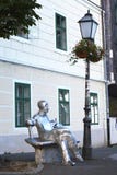 Statue of a Croatian poet Antun Gustav Matos sitting on a bench, Zagreb, Croatia