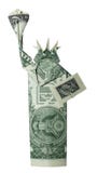 STATUE d'origami d'argent de LIBERTY Isolated Real One Dollar Bill sur le fond blanc photographie stock STATUE d'origami d'argent de LIBERTY Isolated Real One Dollar Bill sur le fond blanc photographie stock