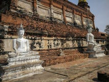 The statue old Buddha and ancient pagoda at Wat Yai Chaimongkol,Ayutthaya,Thailand royalty free stock images The statue old Buddha and ancient pagoda at Wat Yai Chaimongkol,Ayutthaya,Thailand royalty free stock images
