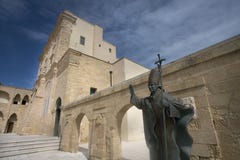 statue of Pope Benedict XVI next to the Sanctuary of Santa Maria di Leuca, Salento, Apulia, Italy stock photo statue of Pope Benedict XVI next to the Sanctuary of Santa Maria di Leuca, Salento, Apulia, Italy stock photo