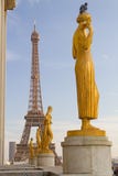 Statues And Eiffel Tower Royalty Free Stock Photo