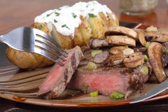 Steak With Mushrooms Stock Photo