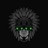 Stealthy Indian Chief: Night Vision Warrior Vector Illustration