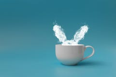 Steam In Rabbit Ears Shape From Coffee Cup. Morning Drink. Easter Celebration Concept. Copy Space Royalty Free Stock Photos Steam In Rabbit Ears Shape From Coffee Cup. Morning Drink. Easter Celebration Concept. Copy Space Royalty Free Stock Photos