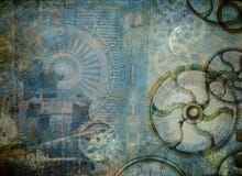 Steampunk  Industrial Montage Background Stock Photo