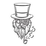 Steampunk stary człowiek w odgórnym kapeluszu i szkłach ilustracja wektor Steampunk stary człowiek w odgórnym kapeluszu i szkłach ilustracja wektor