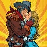 Steampunkrobots De cowboy kust het meisje royalty-vrije illustratie Steampunkrobots De cowboy kust het meisje royalty-vrije illustratie
