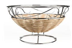 Steel And Rattan Fruit Basket Stock Image