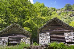 Steenhuizen, Rustico, Ticino royalty-vrije stock afbeeldingen Steenhuizen, Rustico, Ticino royalty-vrije stock afbeeldingen