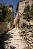 Steep alley with medieval houses in Gordes. Provence, royalty free stock image Steep alley with medieval houses in Gordes. Provence, royalty free stock image