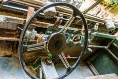 Steering wheel of a old rusty car wreck, interior of a wrecked vehicle stock image Steering wheel of a old rusty car wreck, interior of a wrecked vehicle stock image