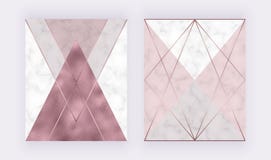 Steg den geometriska designen f?r marmor med rosa och gr?tt triangul?rt, textur f?r guld- folie, polygonal linjer Modern bakgrund vektor illustrationer Steg den geometriska designen f?r marmor med rosa och gr?tt triangul?rt, textur f?r guld- folie, polygonal linjer Modern bakgrund vektor illustrationer