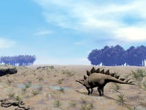 Stegosaurus que procura a água ilustração royalty free Stegosaurus que procura a água ilustração royalty free