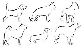 Stellen Sie Linien von Hunden ein Vector 2D Illustration Stockbilder Stellen Sie Linien von Hunden ein Vector 2D Illustration Stockbilder