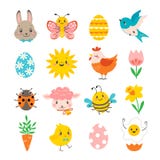 Stellen Sie von den netten Frühlingsgestaltungselementen für Ostern ein stock abbildung Stellen Sie von den netten Frühlingsgestaltungselementen für Ostern ein stock abbildung