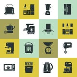 Stellen Sie von den sauberen Ikonen ein, die verschiedene Küchengeräte kennzeichnen und in Verbindung stehende Gegenstände kochen stock abbildung Stellen Sie von den sauberen Ikonen ein, die verschiedene Küchengeräte kennzeichnen und in Verbindung stehende Gegenstände kochen stock abbildung