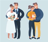 Steps or stages of happy family life. royalty free illustration Steps or stages of happy family life. royalty free illustration