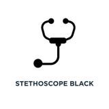 Stethoscope black icon. Simple element illustration. Stethoscope vector illustration Stethoscope black icon. Simple element illustration. Stethoscope vector illustration