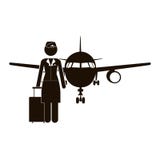 Steward (hôtesse de l'air) et avion noirs de silhouette illustration de vecteur Steward (hôtesse de l'air) et avion noirs de silhouette illustration de vecteur