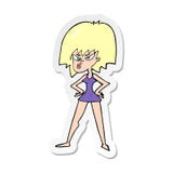 Sticker Of A Cartoon Angry Woman In Dress Royalty Free Stock Photo