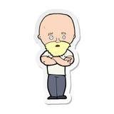 Sticker Of A Cartoon Shocked Bald Man With Beard Stock Photography