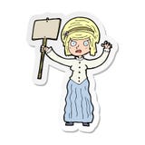 Sticker Of A Cartoon Vicorian Woman Protesting Royalty Free Stock Photography