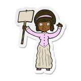 Sticker Of A Cartoon Vicorian Woman Protesting Stock Photography
