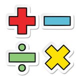 Sticker Of A Cute Cartoon Math Symbols Stock Photos