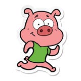 Sticker Of A Happy Cartoon Pig Running Royalty Free Stock Photography Sticker Of A Happy Cartoon Pig Running Royalty Free Stock Photography