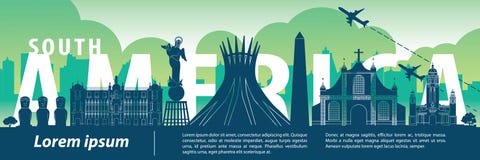 Stijl van het het oriëntatiepuntsilhouet van Zuid-Amerika de hoogste beroemde, tekst binnen, t stock illustratie Stijl van het het oriëntatiepuntsilhouet van Zuid-Amerika de hoogste beroemde, tekst binnen, t stock illustratie