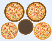 Stile italiano dell'alimento, vista superiore del izza che completa con le verdure miste sul tagliere di legno royalty illustrazione gratis Stile italiano dell'alimento, vista superiore del izza che completa con le verdure miste sul tagliere di legno royalty illustrazione gratis
