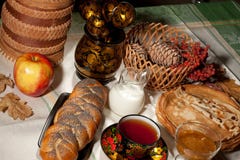 Still Life With Bread And Apple Stock Images Still Life With Bread And Apple Stock Images
