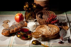 Still Life With Bread And Apple Stock Photography Still Life With Bread And Apple Stock Photography