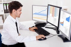 Stock broker trading in a bull market royalty free stock photos Stock broker trading in a bull market royalty free stock photos