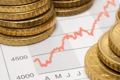 Stock Chart W/ Stacked Coins Stock Images Stock Chart W/ Stacked Coins Stock Images