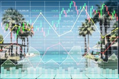 Stock index growth shown by graph and chart in resort. Royalty Free Stock Photography Stock index growth shown by graph and chart in resort. Royalty Free Stock Photography