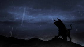 Stock Market Bull Silhouette in a Storm 4K Loop