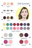 Stock vector seasonal color analysis palette for soft summer. Best makeup colors for soft summer type of female appearance. Royalty Free Stock Photo Stock vector seasonal color analysis palette for soft summer. Best makeup colors for soft summer type of female appearance. Royalty Free Stock Photo