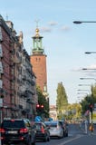 Stockholm stadshus på solnedgången från Norr Mälarstrand arkivfoto Stockholm stadshus på solnedgången från Norr Mälarstrand arkivfoto