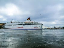 Stockholm / Sweden - May 15 2011: Viking Line ship Cinderella turning and leaving port of Stockholm stock photos Stockholm / Sweden - May 15 2011: Viking Line ship Cinderella turning and leaving port of Stockholm stock photos