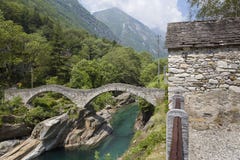 Stone Bridge in Lavertezzo, Verzasca Valley Stock Photography Stone Bridge in Lavertezzo, Verzasca Valley Stock Photography