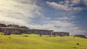 Stone houses at the ruins of Orongo Village at Rano Kau volcano, Easter Island royalty free stock photo Stone houses at the ruins of Orongo Village at Rano Kau volcano, Easter Island royalty free stock photo