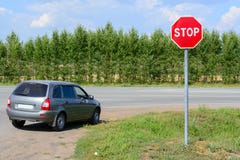 Stop sign on the road royalty free stock photos Stop sign on the road royalty free stock photos