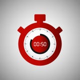 Stopwatch icon in flat style, red timer on gray background. Sport clock. Vector design element for you project. Stopwatch 50 secon royalty free illustration Stopwatch icon in flat style, red timer on gray background. Sport clock. Vector design element for you project. Stopwatch 50 secon royalty free illustration